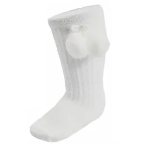 Elegance White Pom Socks