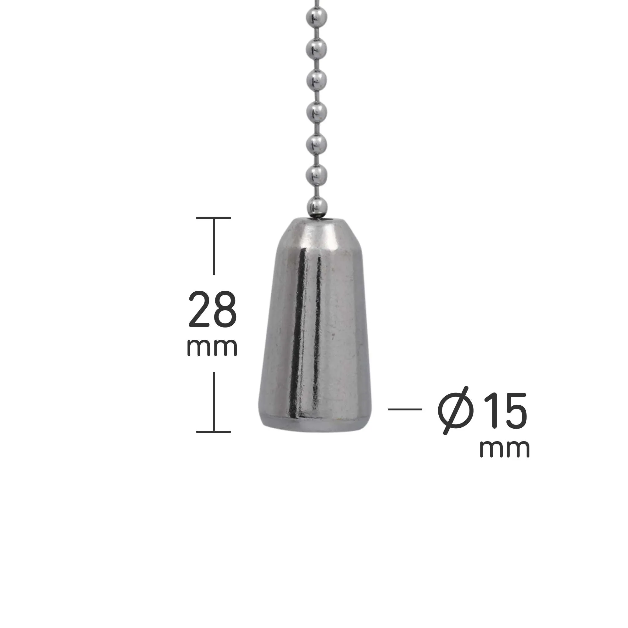 ElekTek Light Pull Chain Chrome Pendant With 80cm Matching Chain Toggle Small Cylinder