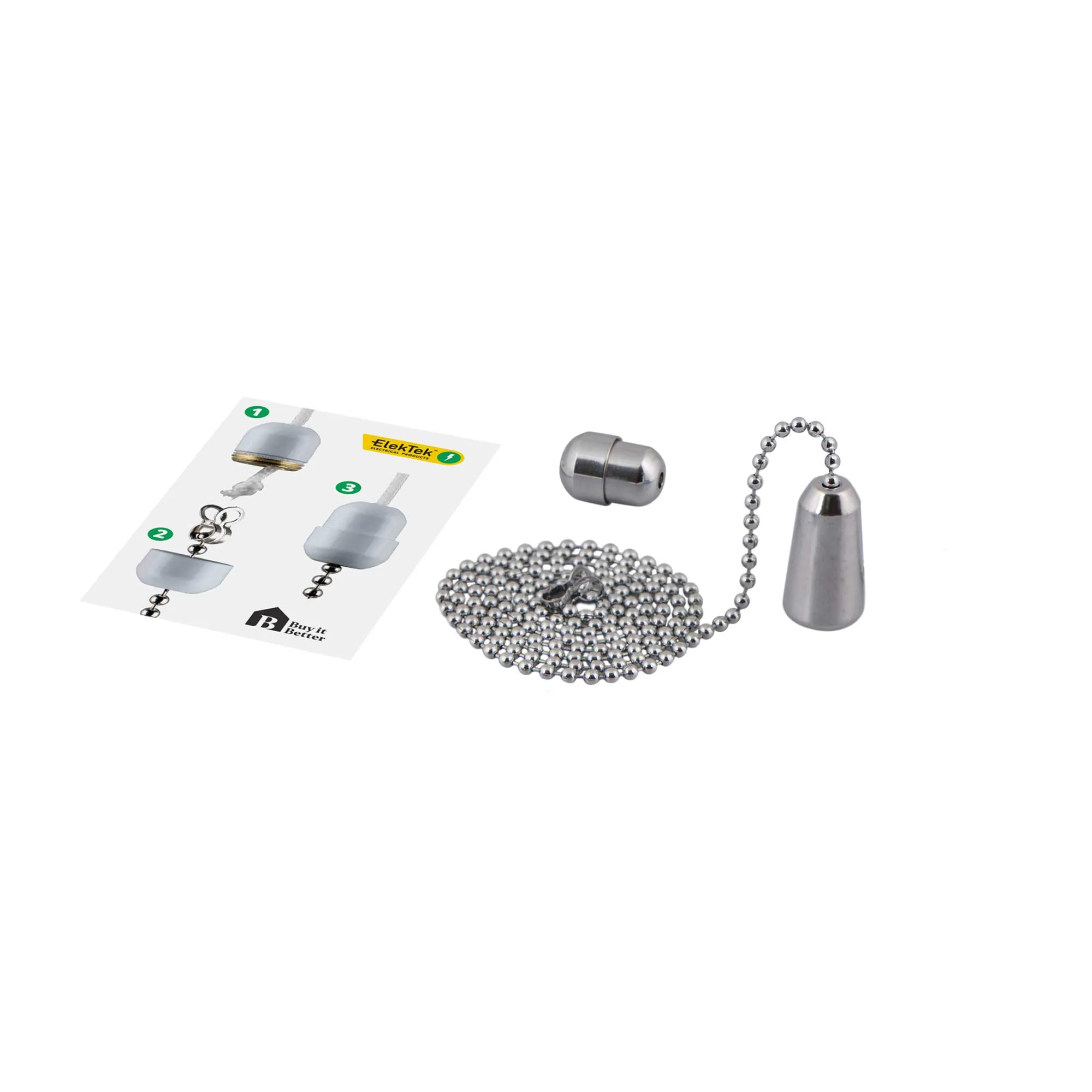 ElekTek Light Pull Chain Chrome Pendant With 80cm Matching Chain Toggle Small Cylinder
