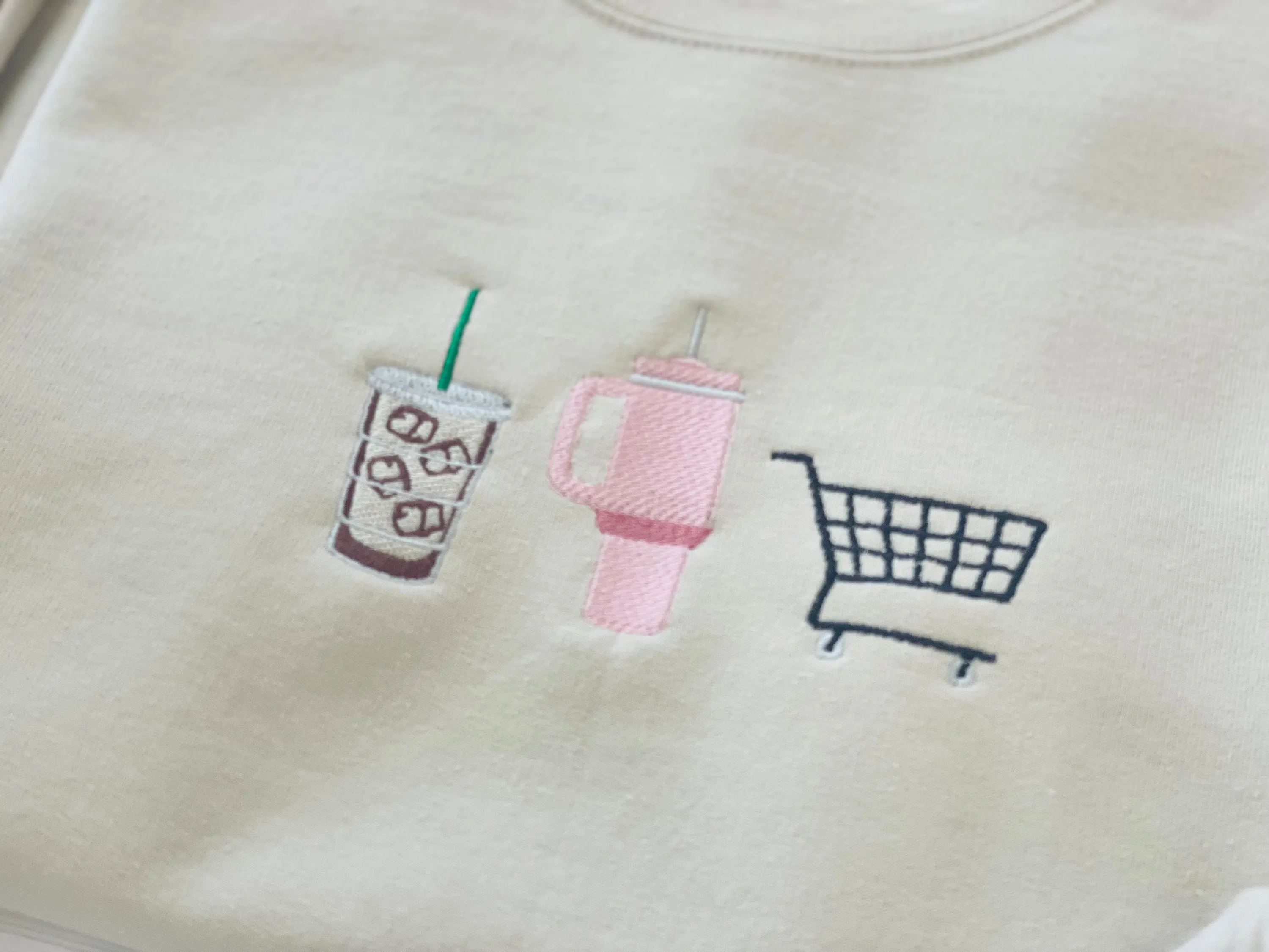 Embroidered Stanley Coffee Cup Shopping Cart Sweatshirt