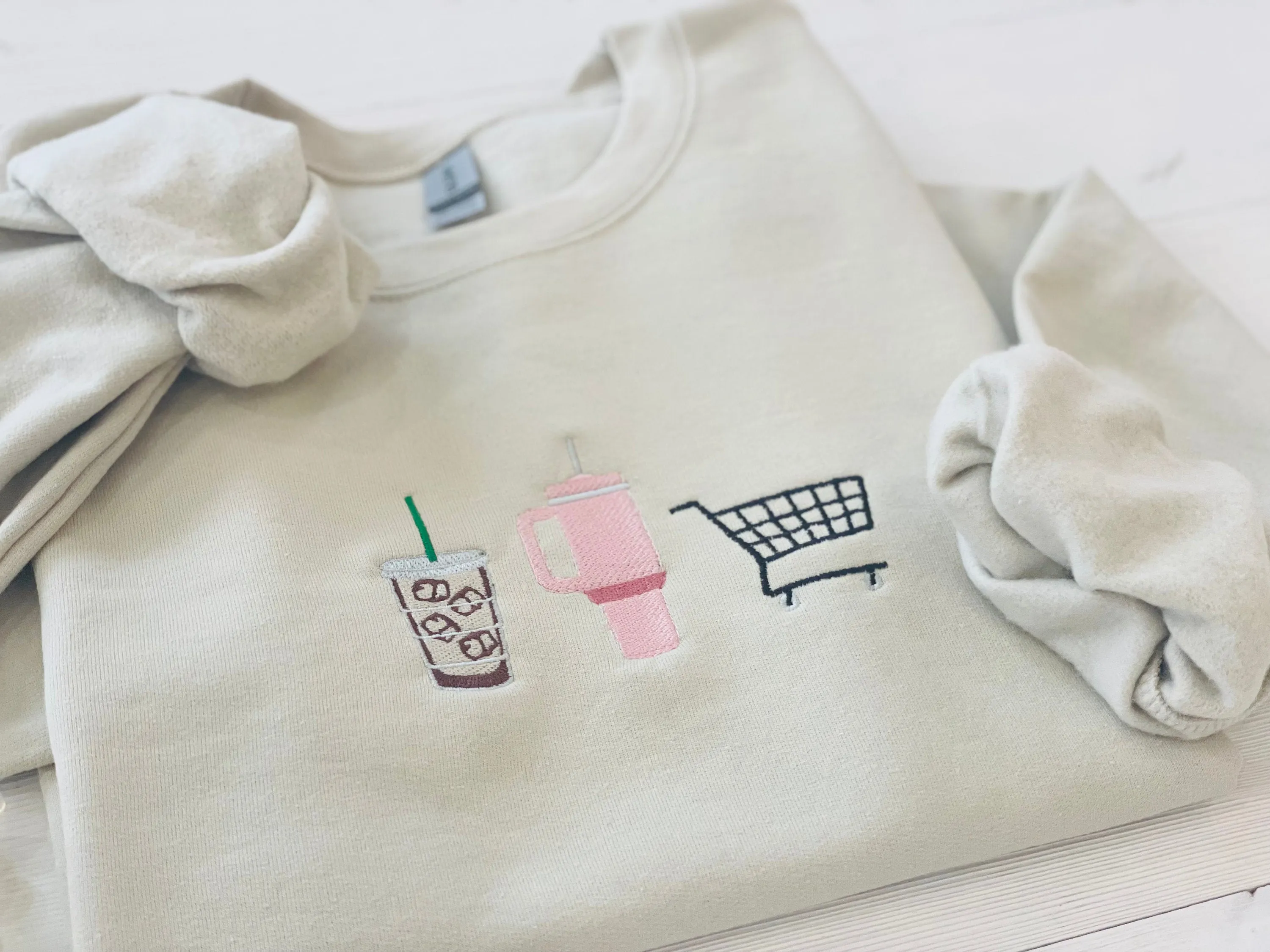 Embroidered Stanley Coffee Cup Shopping Cart Sweatshirt