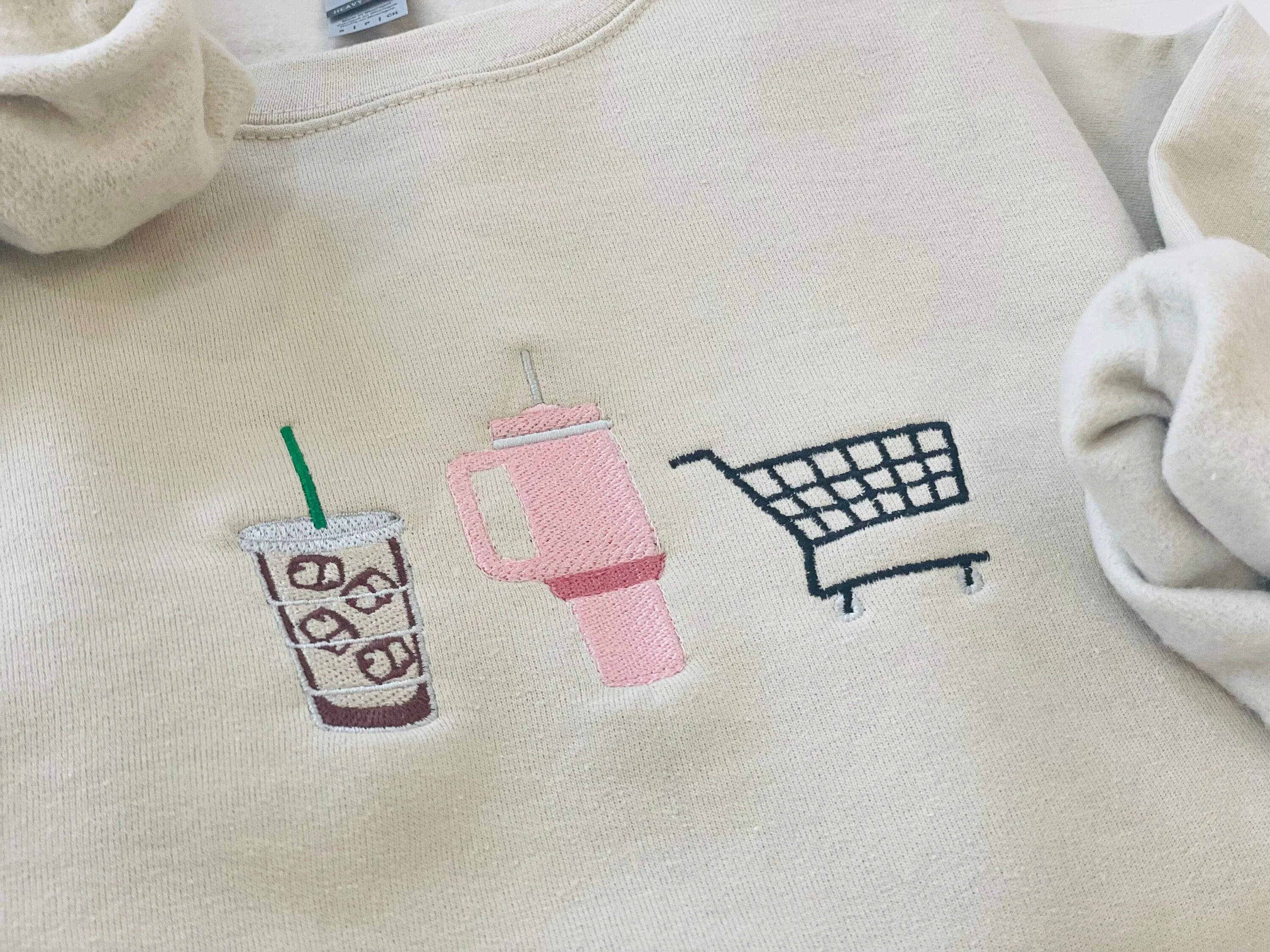 Embroidered Stanley Coffee Cup Shopping Cart Sweatshirt