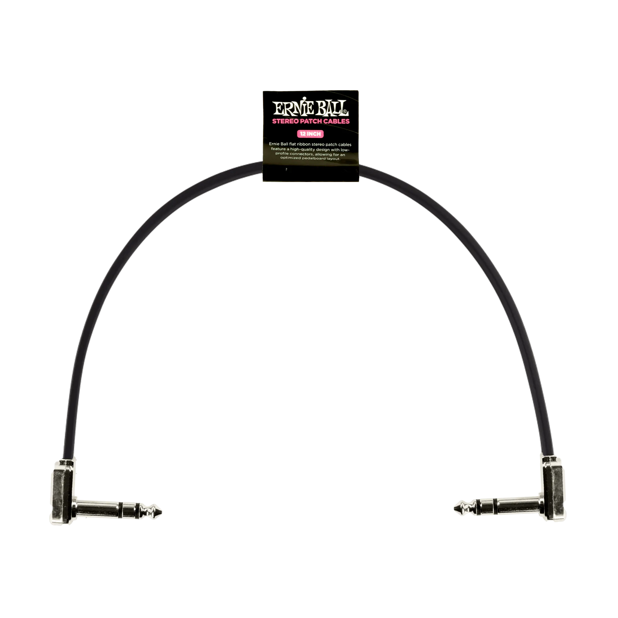 Ernie Ball 12" Flat Ribbon Stereo Patch Cable Black