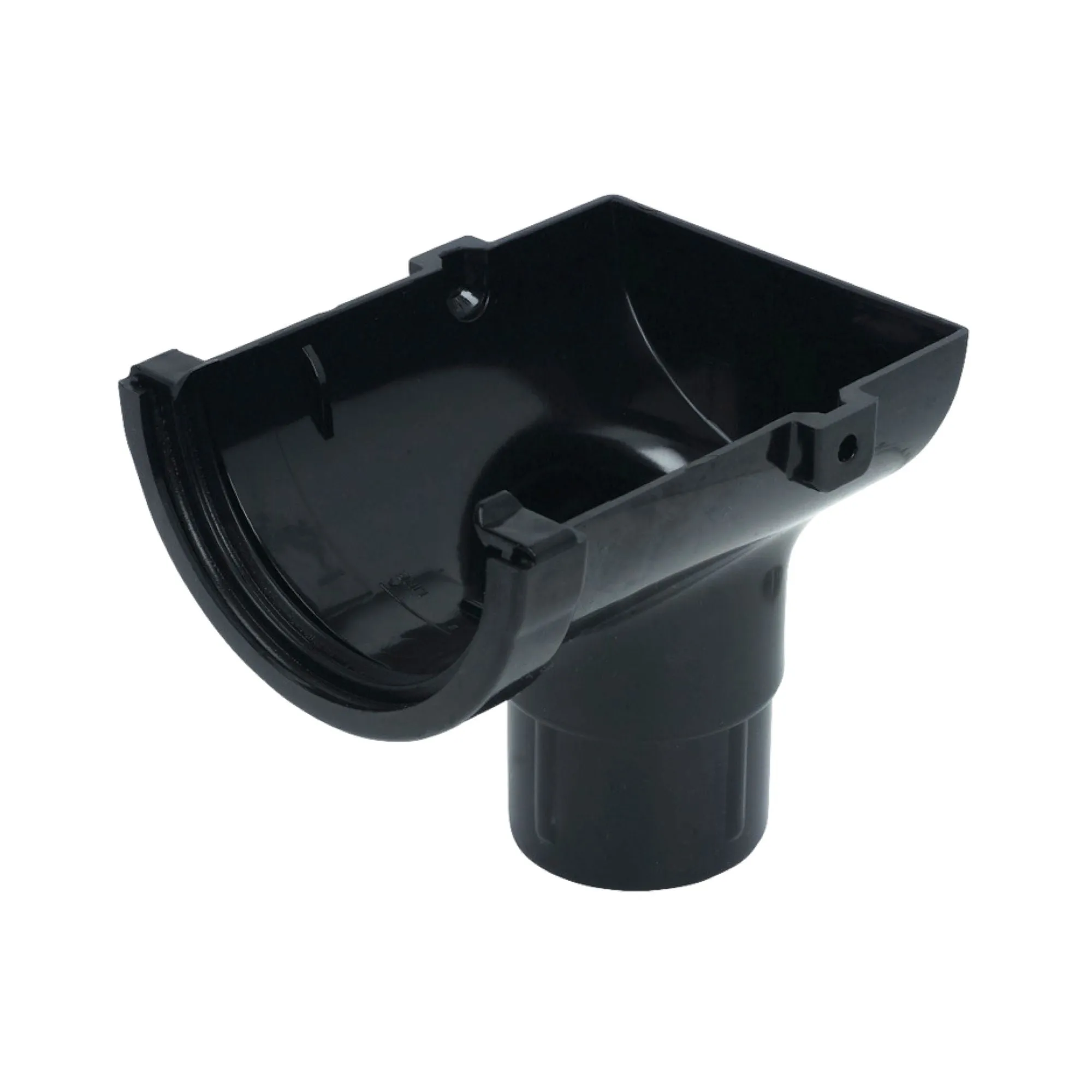 FloPlast Half Round 75mm Gutter Stopend Outlet Black