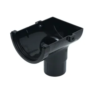 FloPlast Half Round 75mm Gutter Stopend Outlet Black