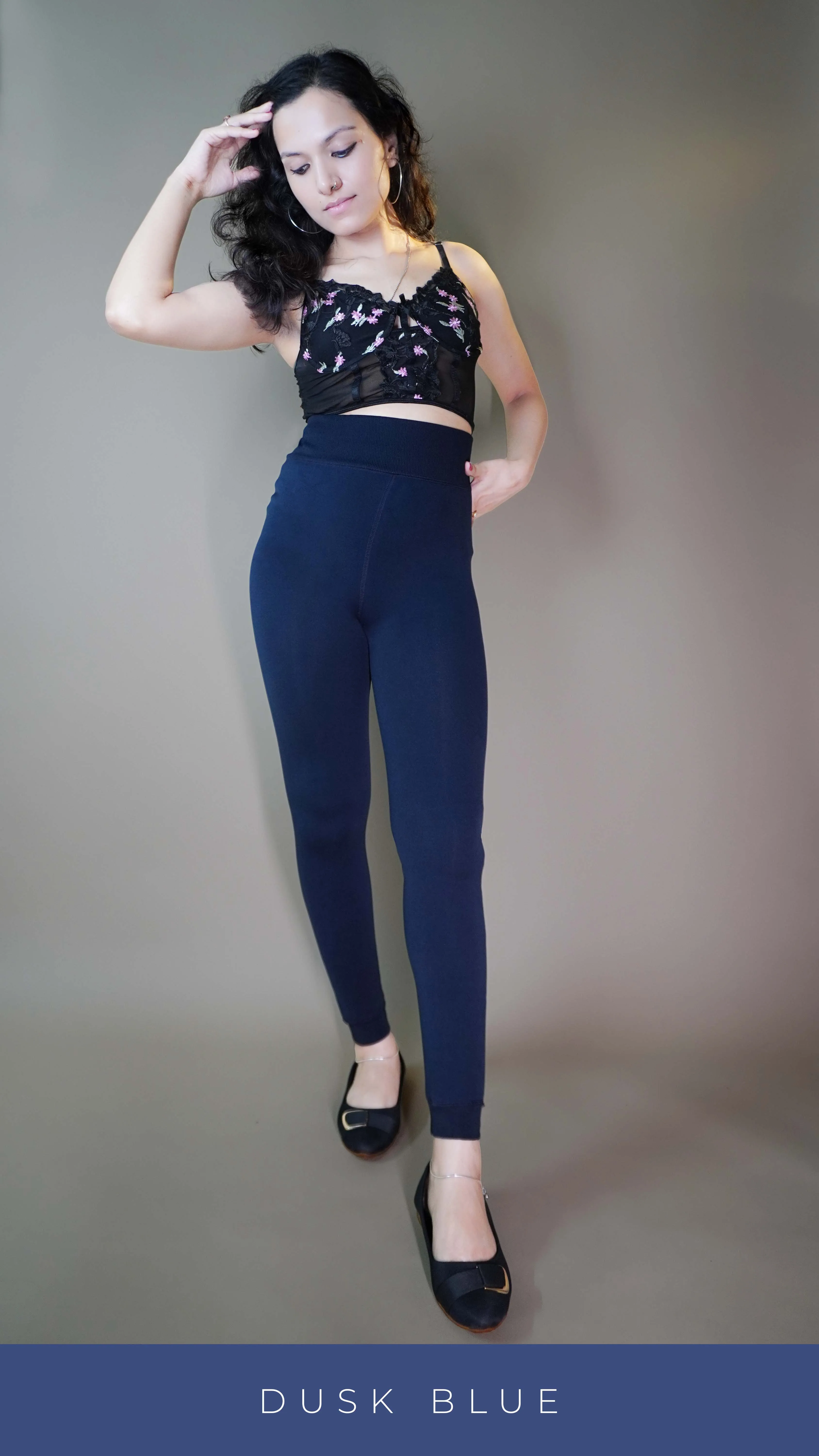 Furry Bliss Navy blue Warm Tights