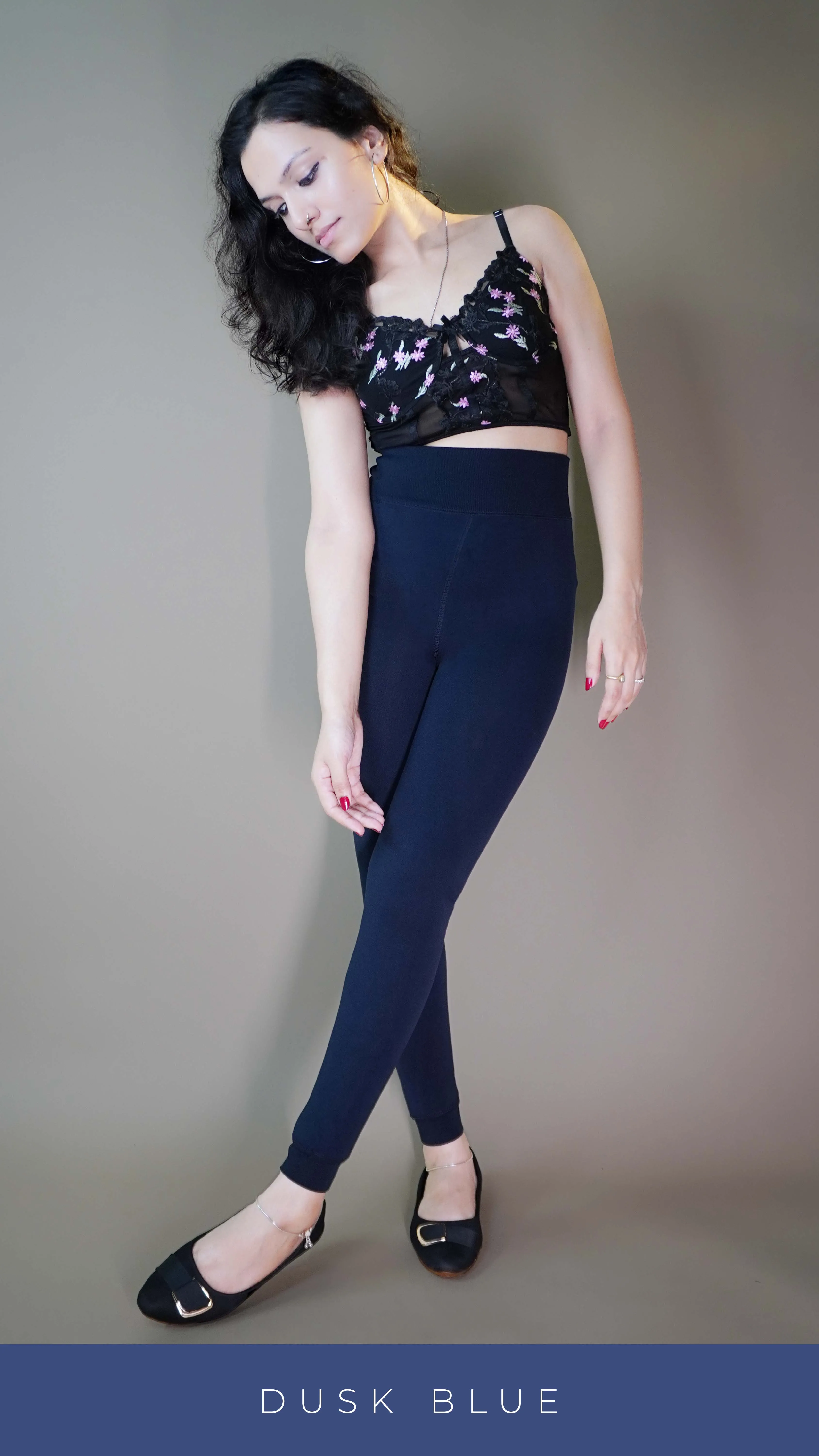 Furry Bliss Navy blue Warm Tights