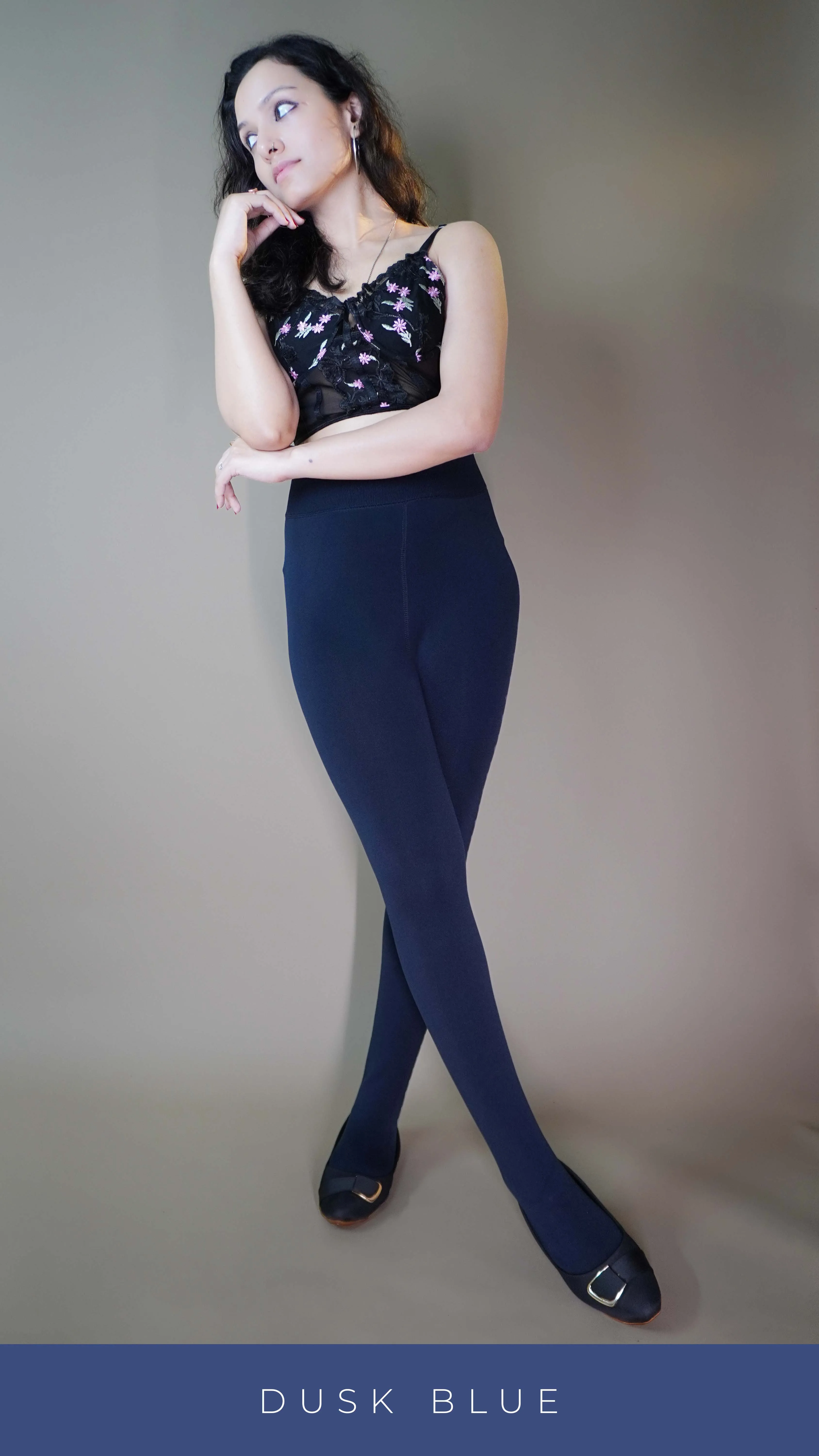 Furry Bliss Navy blue Warm Tights