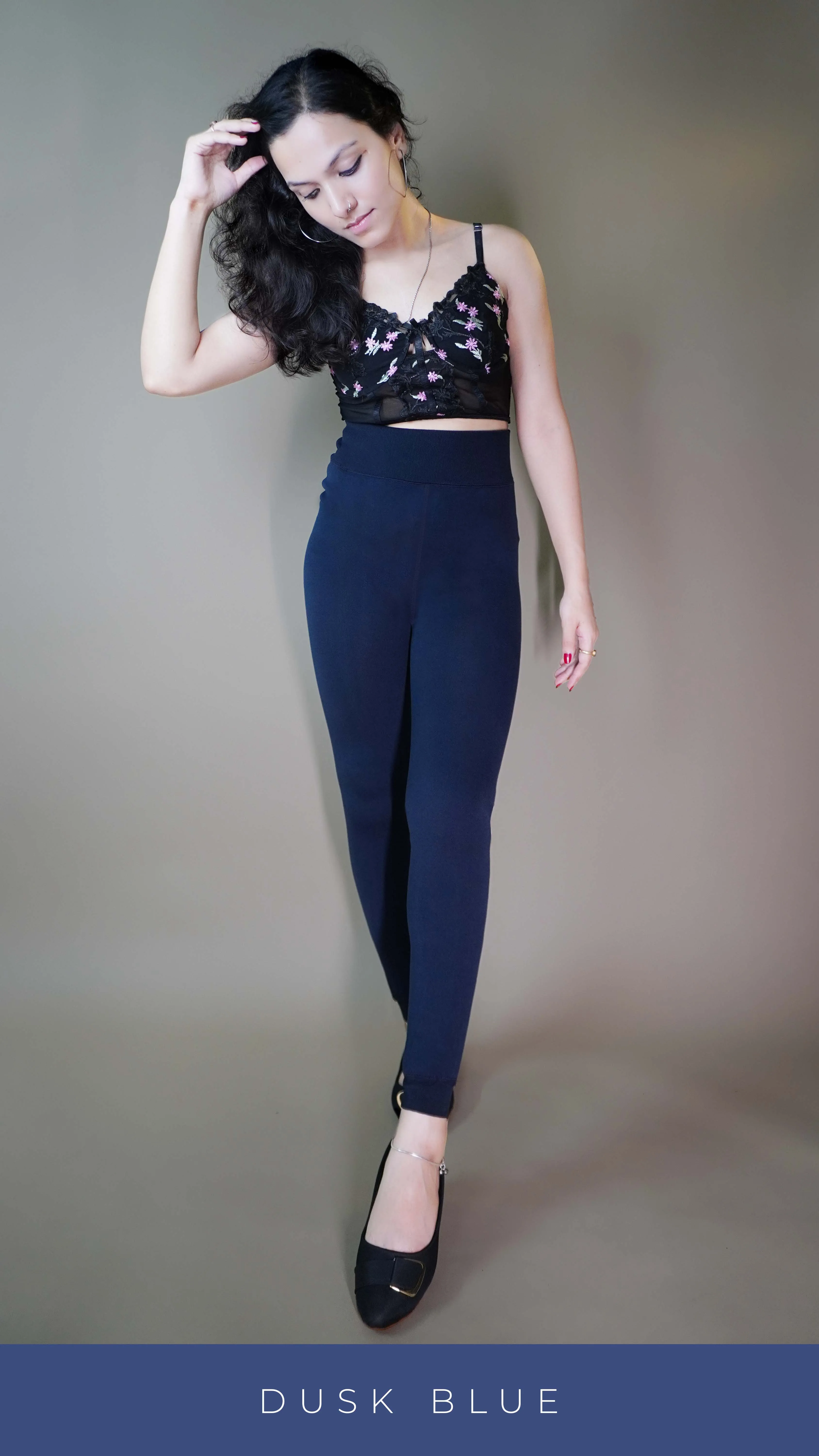 Furry Bliss Navy blue Warm Tights