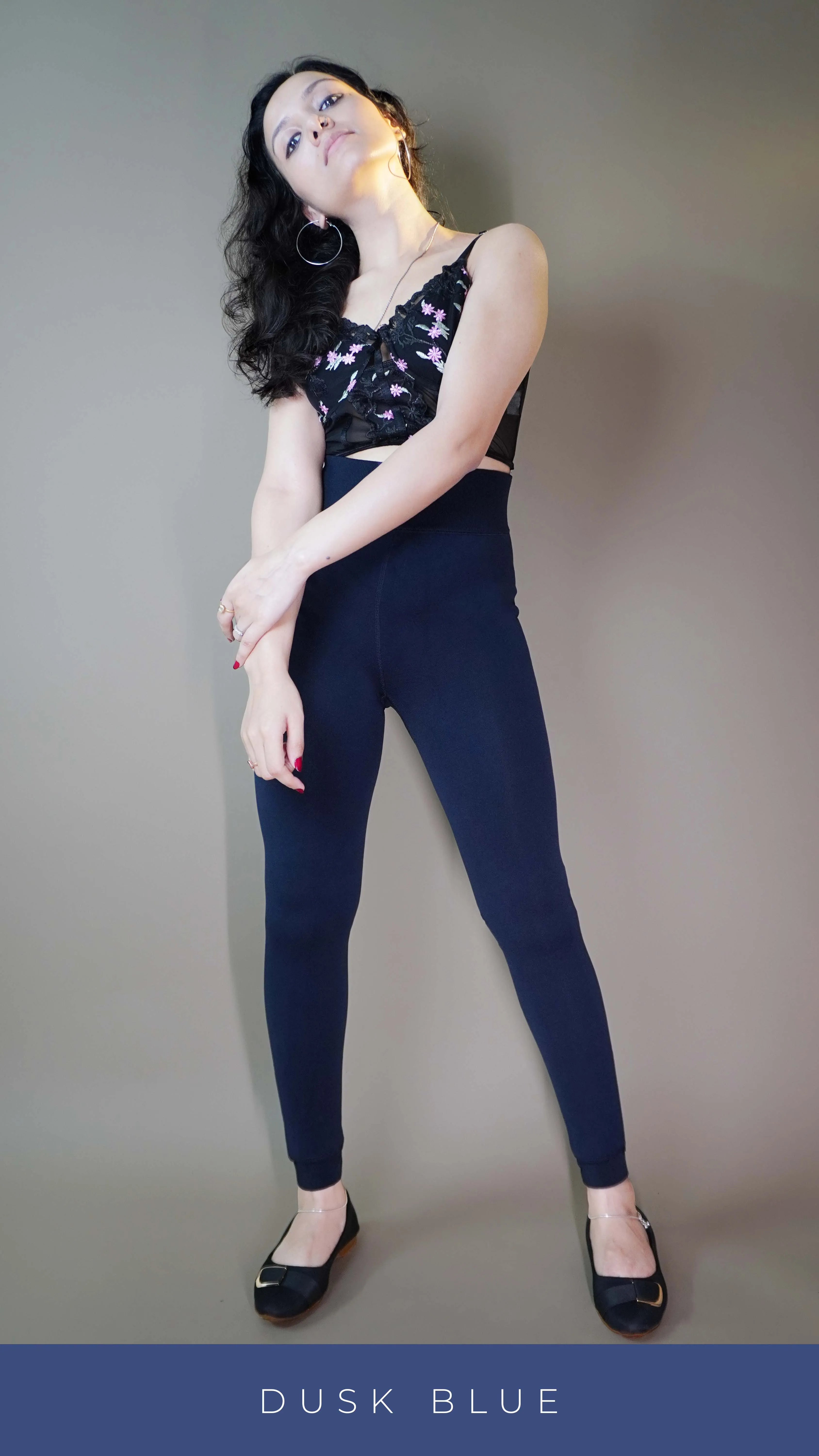 Furry Bliss Navy blue Warm Tights