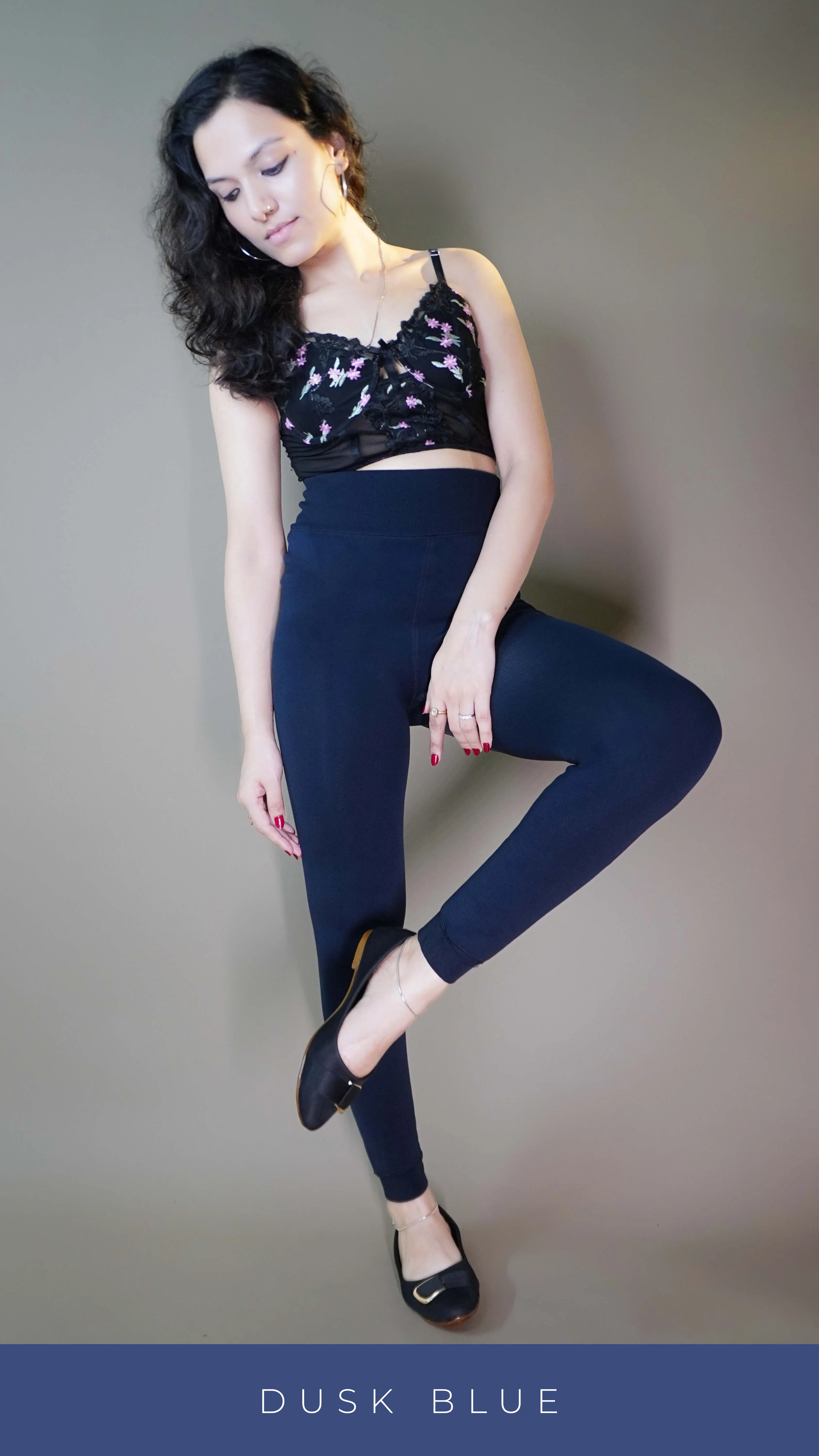Furry Bliss Navy blue Warm Tights