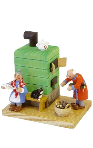 German Incense Smoker: Oma & Opa Keeping Warm at the Stove