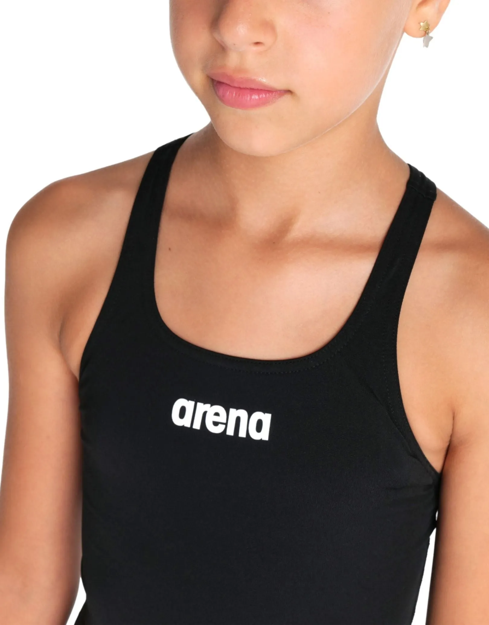 Girls Team Swim Pro Solid Swimsuit - Black/White