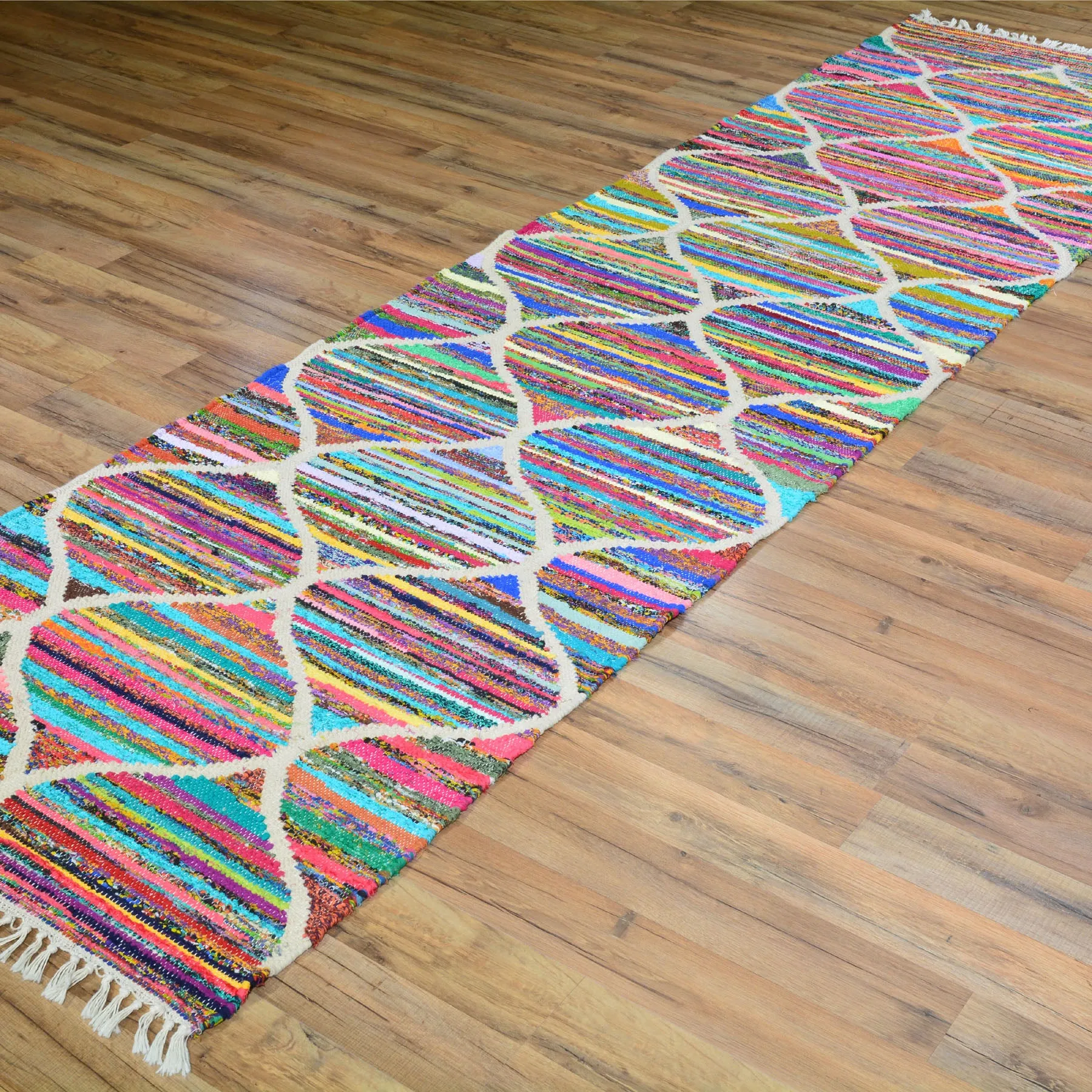 Hand-Woven Flatweave Multicolored Handmade Rug (Size 2.7 X 10.0) Cwral-7530