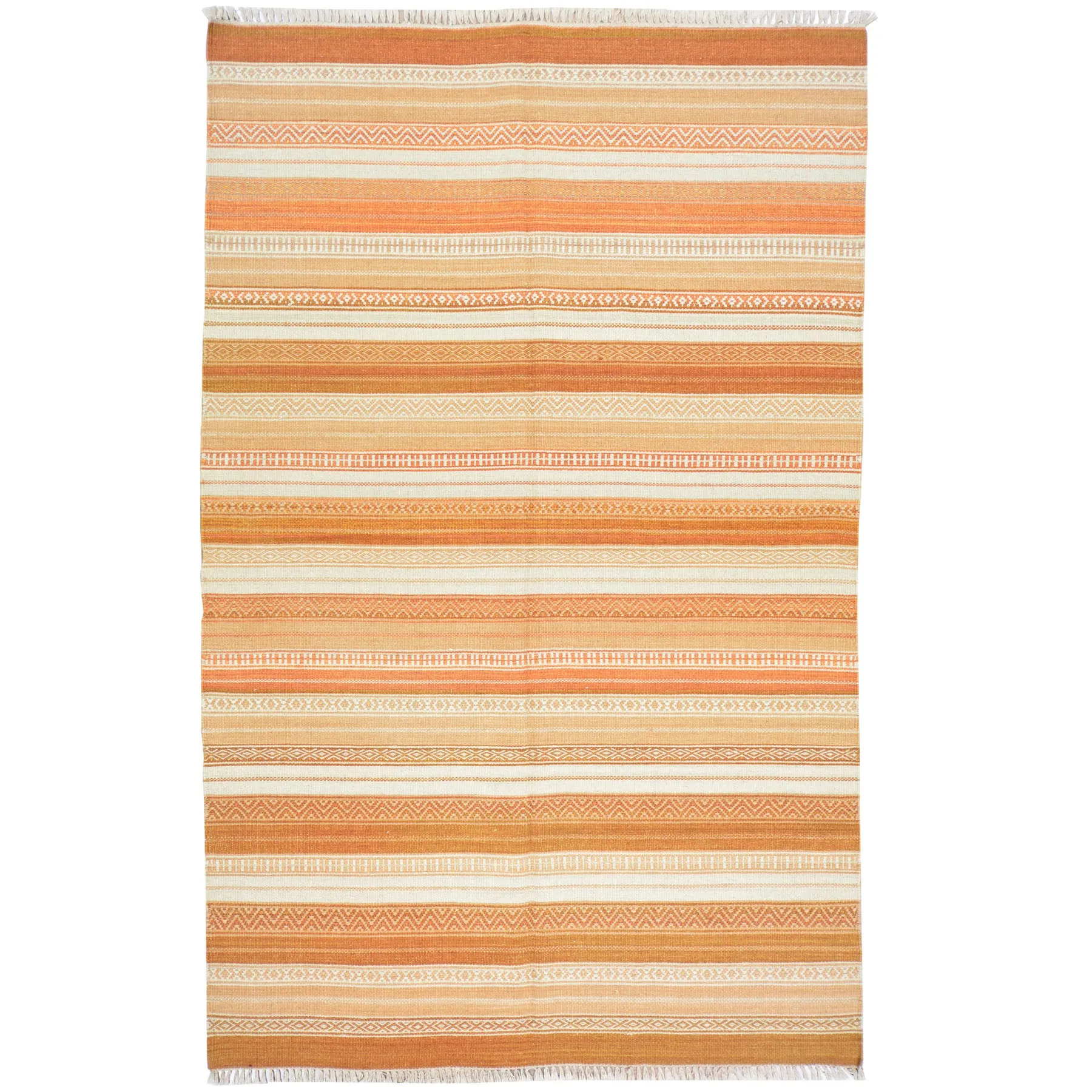 Hand-Woven Handmade Striped Kilim Flatweave Wool Rug (Size 5.1 X 8.1) Brral-3810