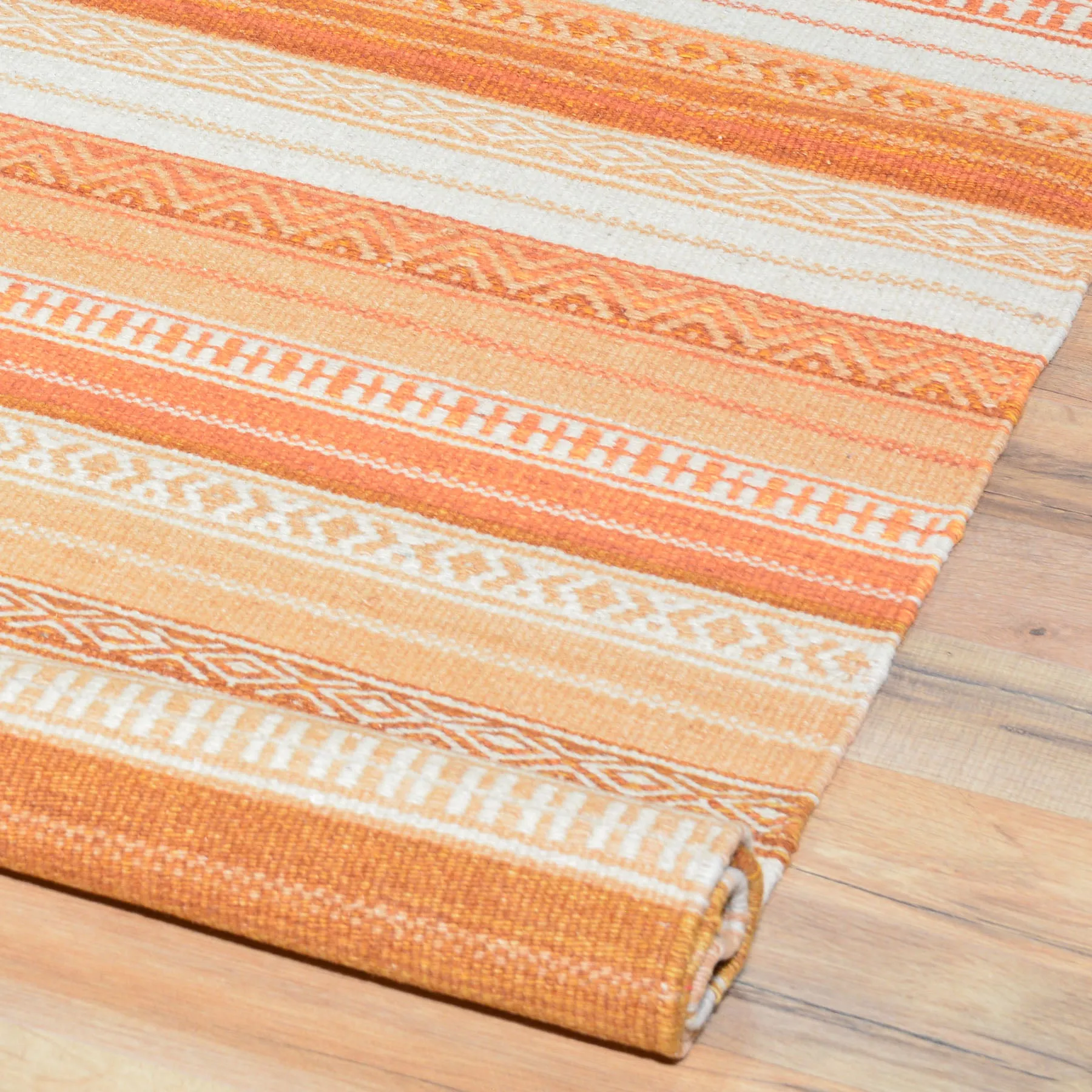 Hand-Woven Handmade Striped Kilim Flatweave Wool Rug (Size 5.1 X 8.1) Brral-3810