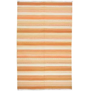 Hand-Woven Handmade Striped Kilim Flatweave Wool Rug (Size 5.1 X 8.1) Brral-3810