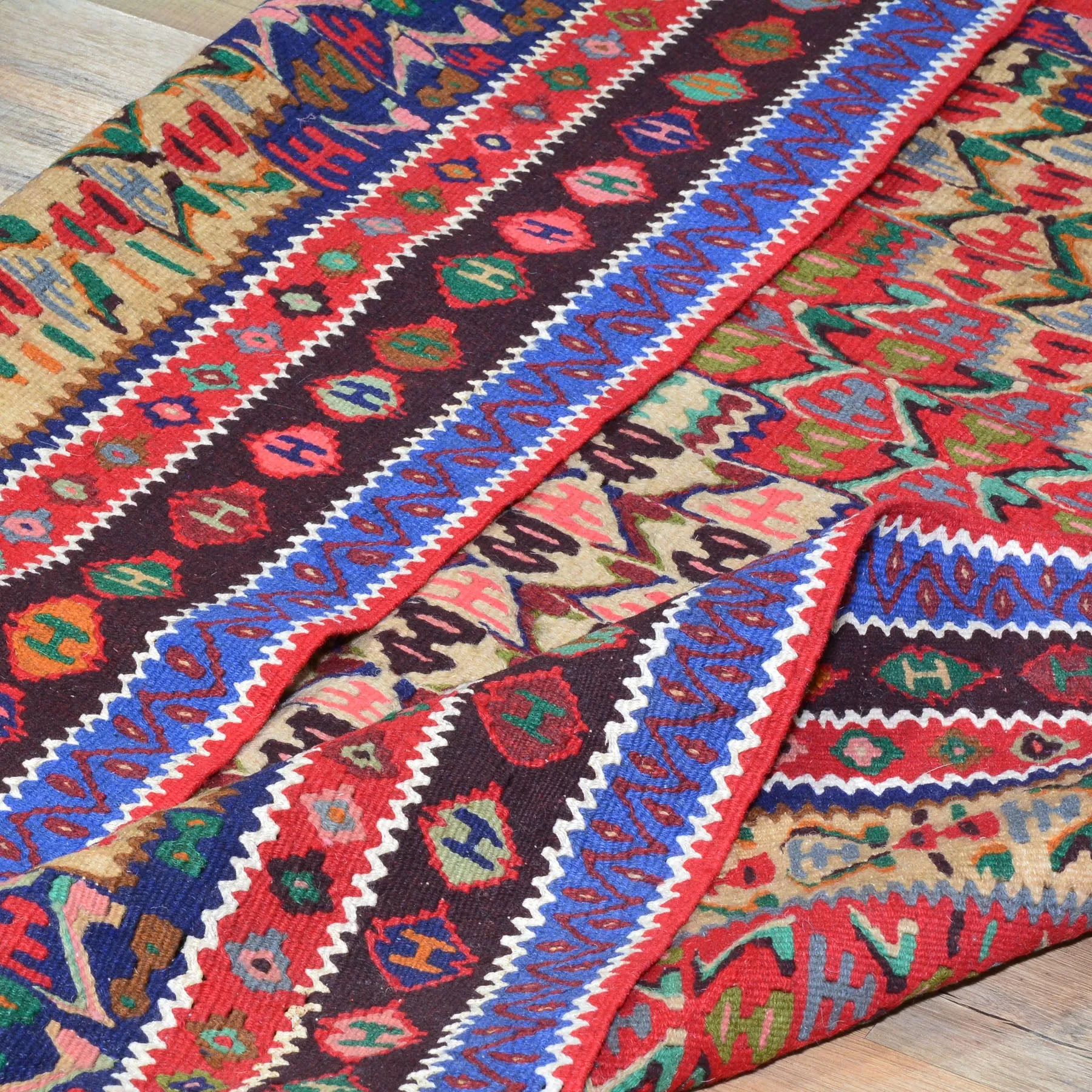 Hand-Woven Oriental Persian Sanna Reversible Kilim Wool Rug (Size 4.0 X 5.1) Brral-5139