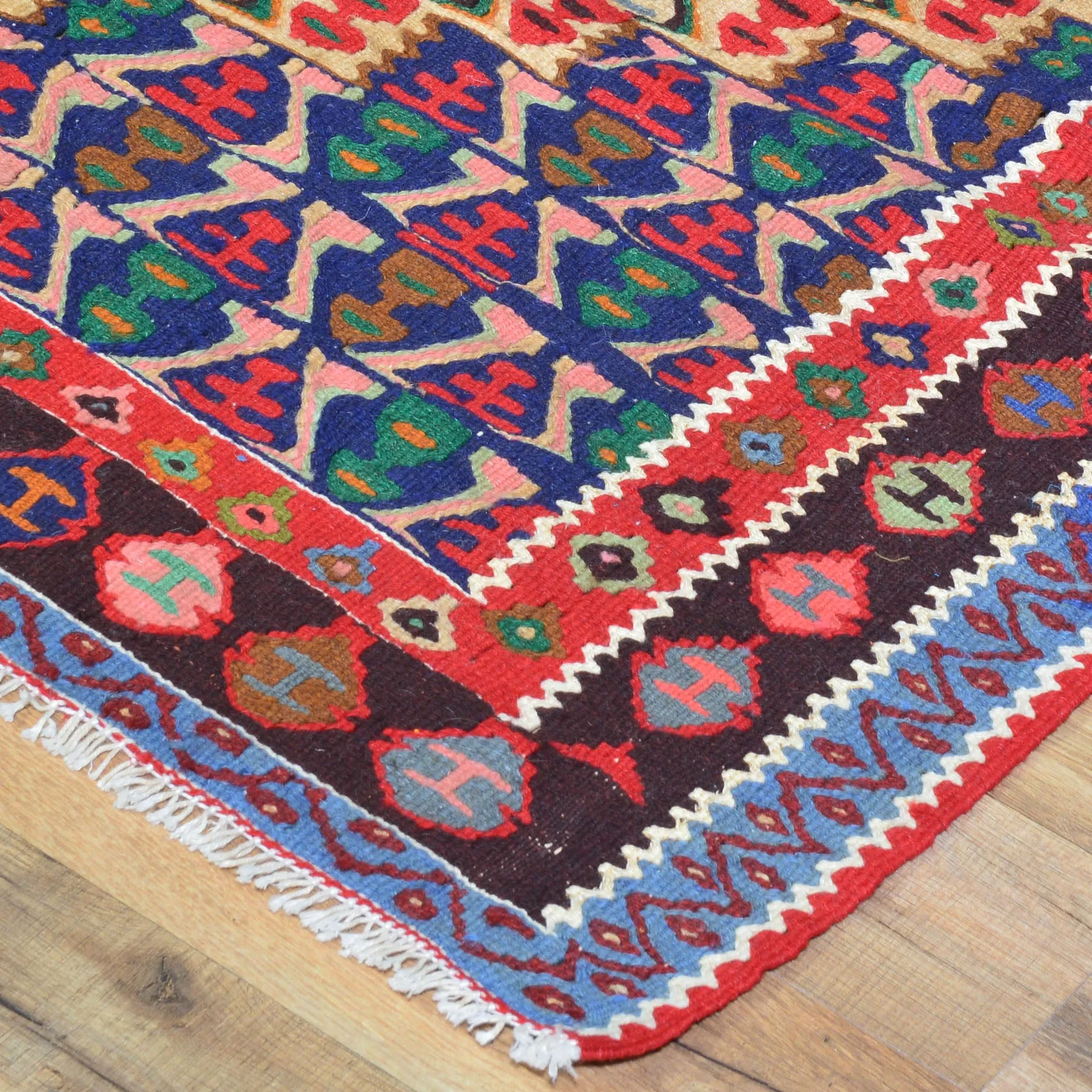Hand-Woven Oriental Persian Sanna Reversible Kilim Wool Rug (Size 4.0 X 5.1) Brral-5139