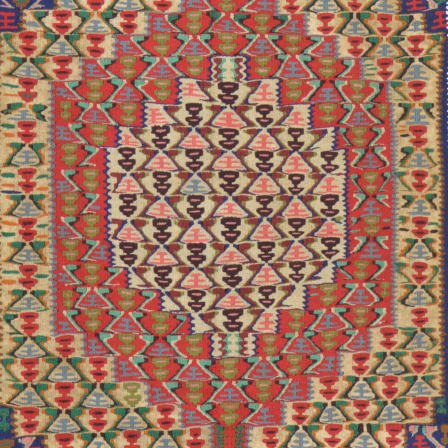 Hand-Woven Oriental Persian Sanna Reversible Kilim Wool Rug (Size 4.0 X 5.1) Brral-5139