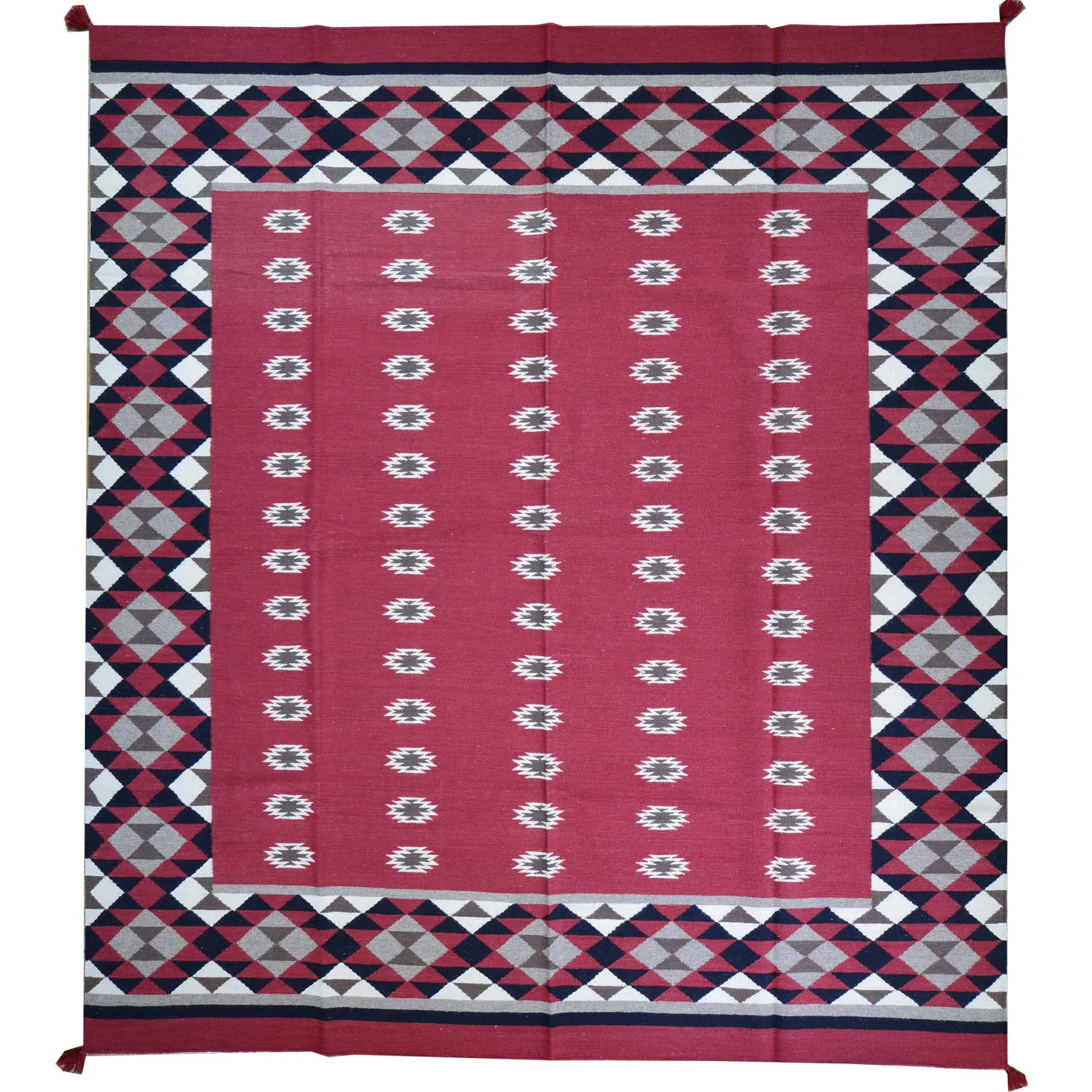Hand-Woven Reversible Kilim Southwestern Design Wool Dhurrie Rug (Size 8.0 X 10.0) Brrsf-6018