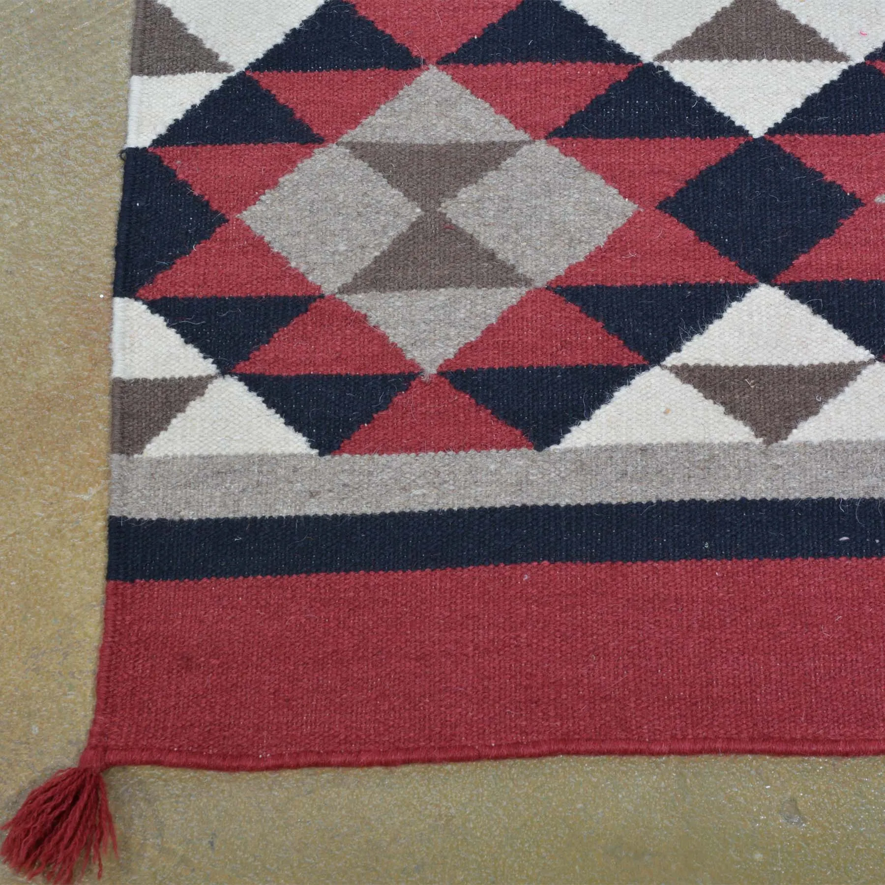 Hand-Woven Reversible Kilim Southwestern Design Wool Dhurrie Rug (Size 8.0 X 10.0) Brrsf-6018