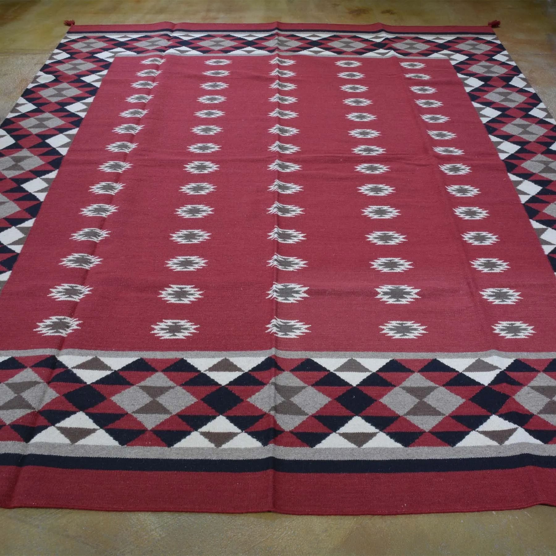 Hand-Woven Reversible Kilim Southwestern Design Wool Dhurrie Rug (Size 8.0 X 10.0) Brrsf-6018