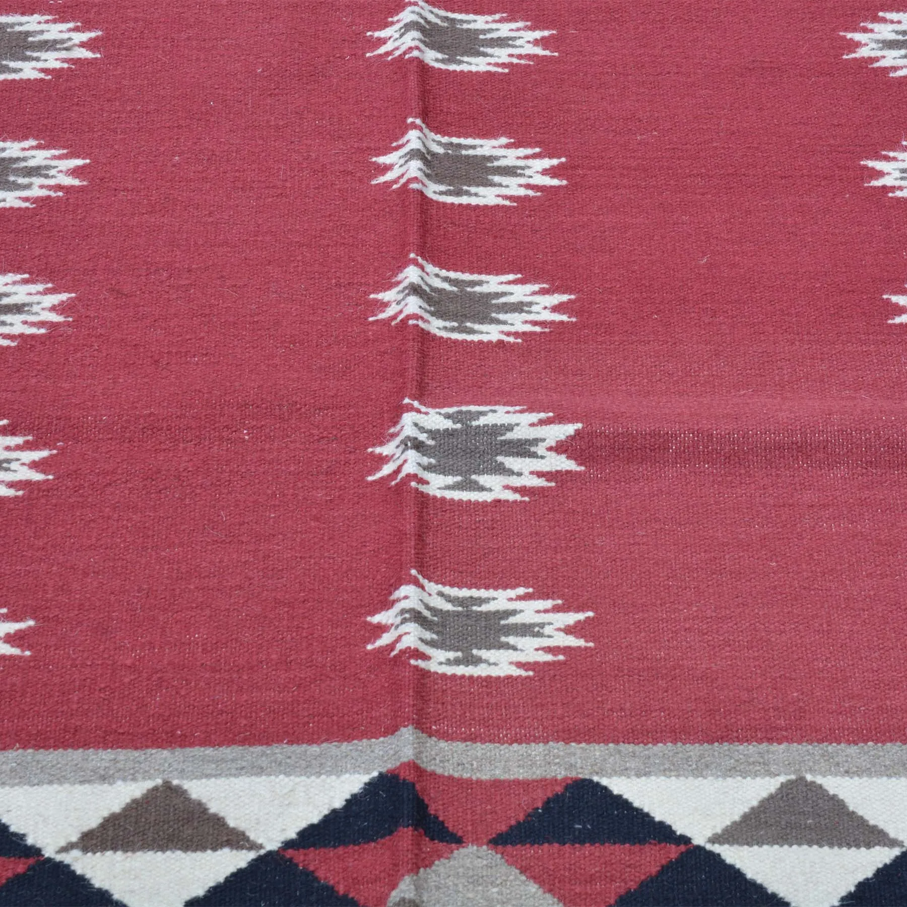 Hand-Woven Reversible Kilim Southwestern Design Wool Dhurrie Rug (Size 8.0 X 10.0) Brrsf-6018