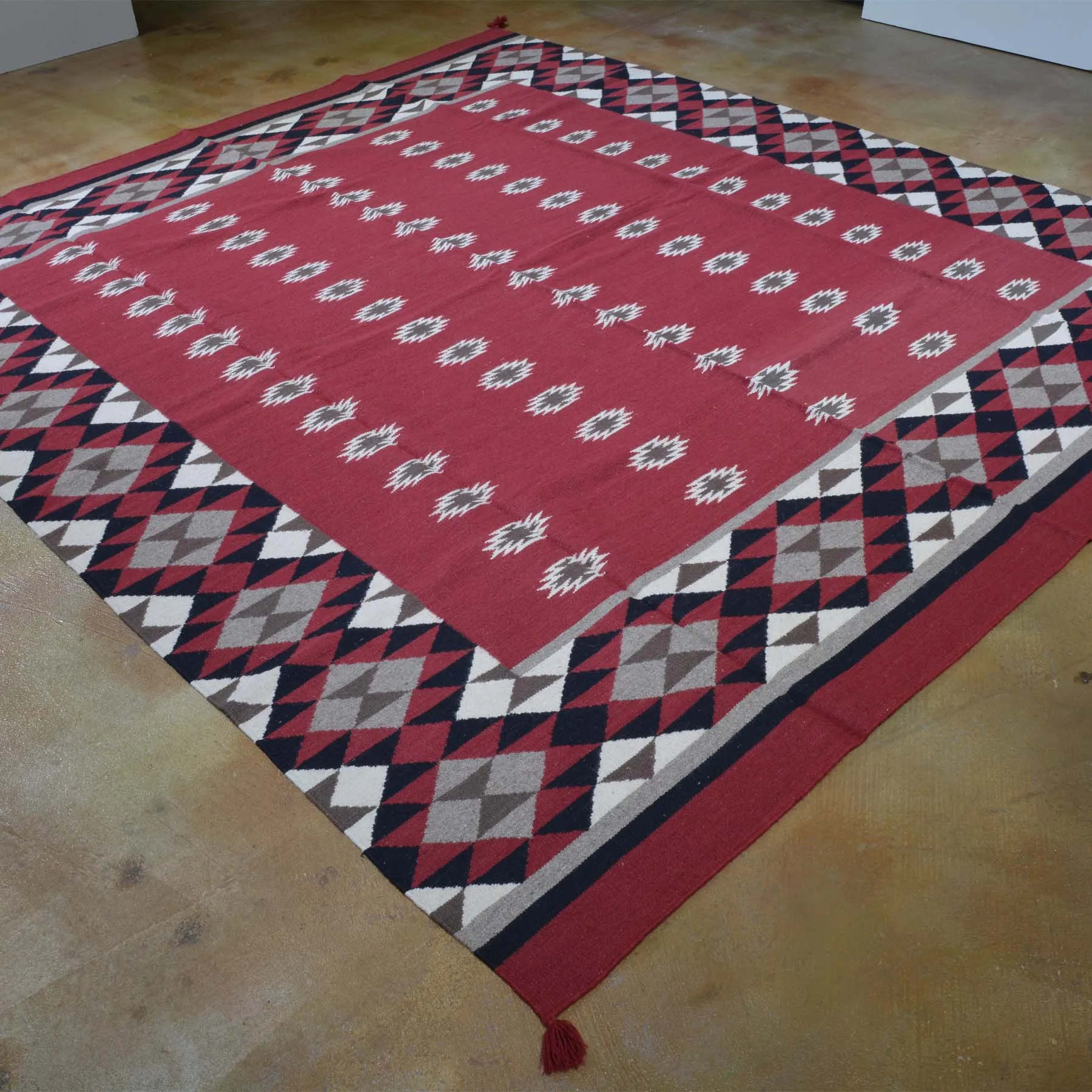 Hand-Woven Reversible Kilim Southwestern Design Wool Dhurrie Rug (Size 8.0 X 10.0) Brrsf-6018