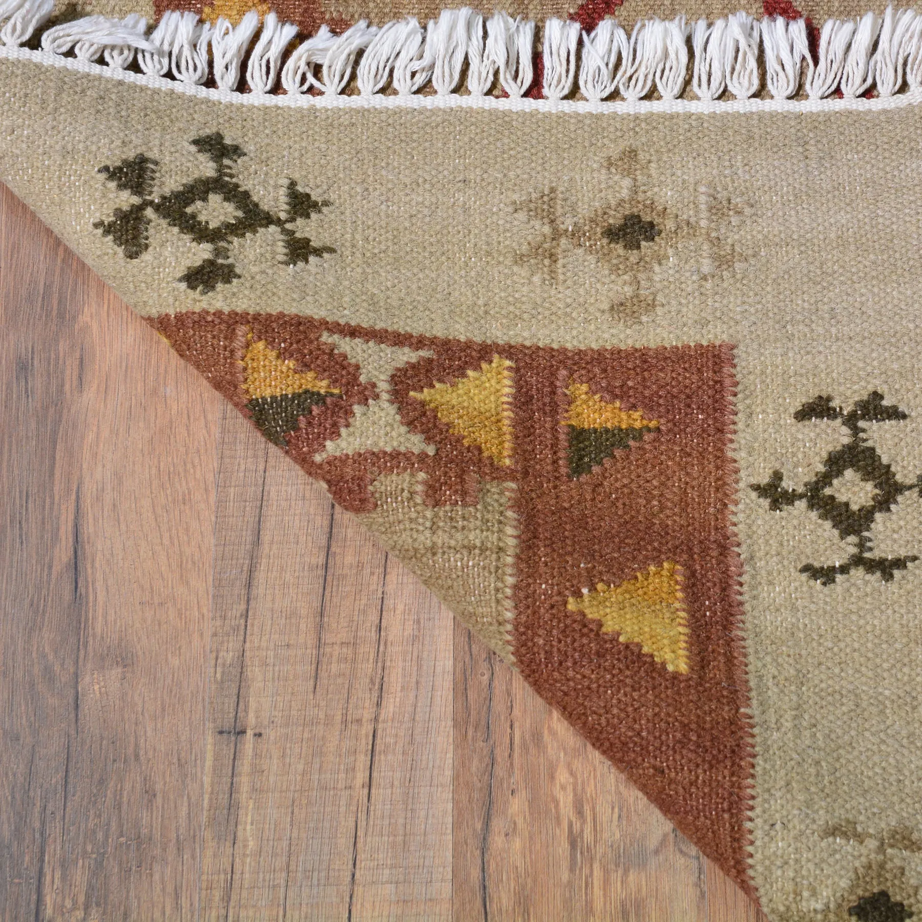 Hand-Woven Reversible Southwestern Design 100% Wool Rug (Size 2.7 X 11.8) Cwral-7545