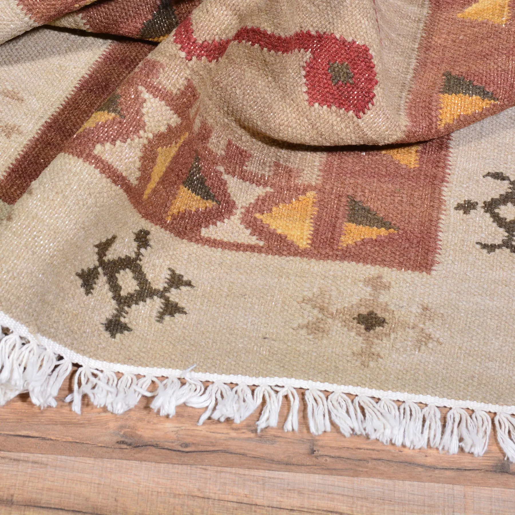 Hand-Woven Reversible Southwestern Design 100% Wool Rug (Size 2.7 X 11.8) Cwral-7545