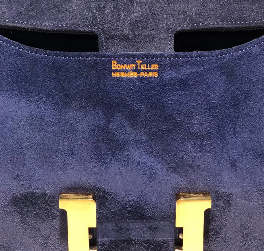 Hermès Constance 24 Vintage Navy Suede Bag GHW