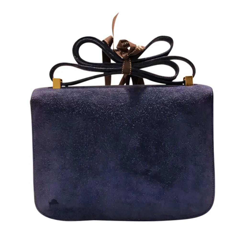 Hermès Constance 24 Vintage Navy Suede Bag GHW