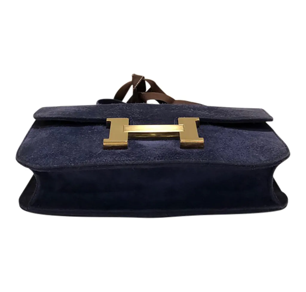 Hermès Constance 24 Vintage Navy Suede Bag GHW