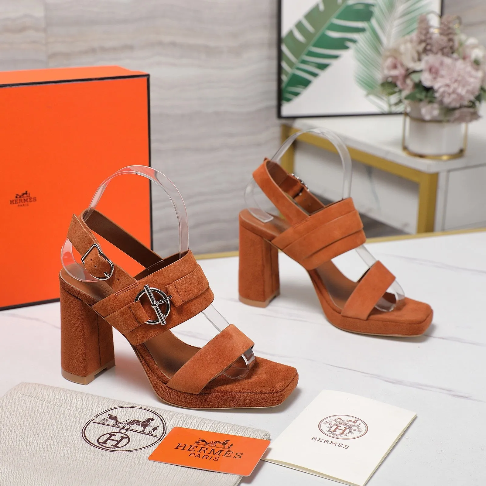 HM 25 Slingback Keen 90 Brown Suede