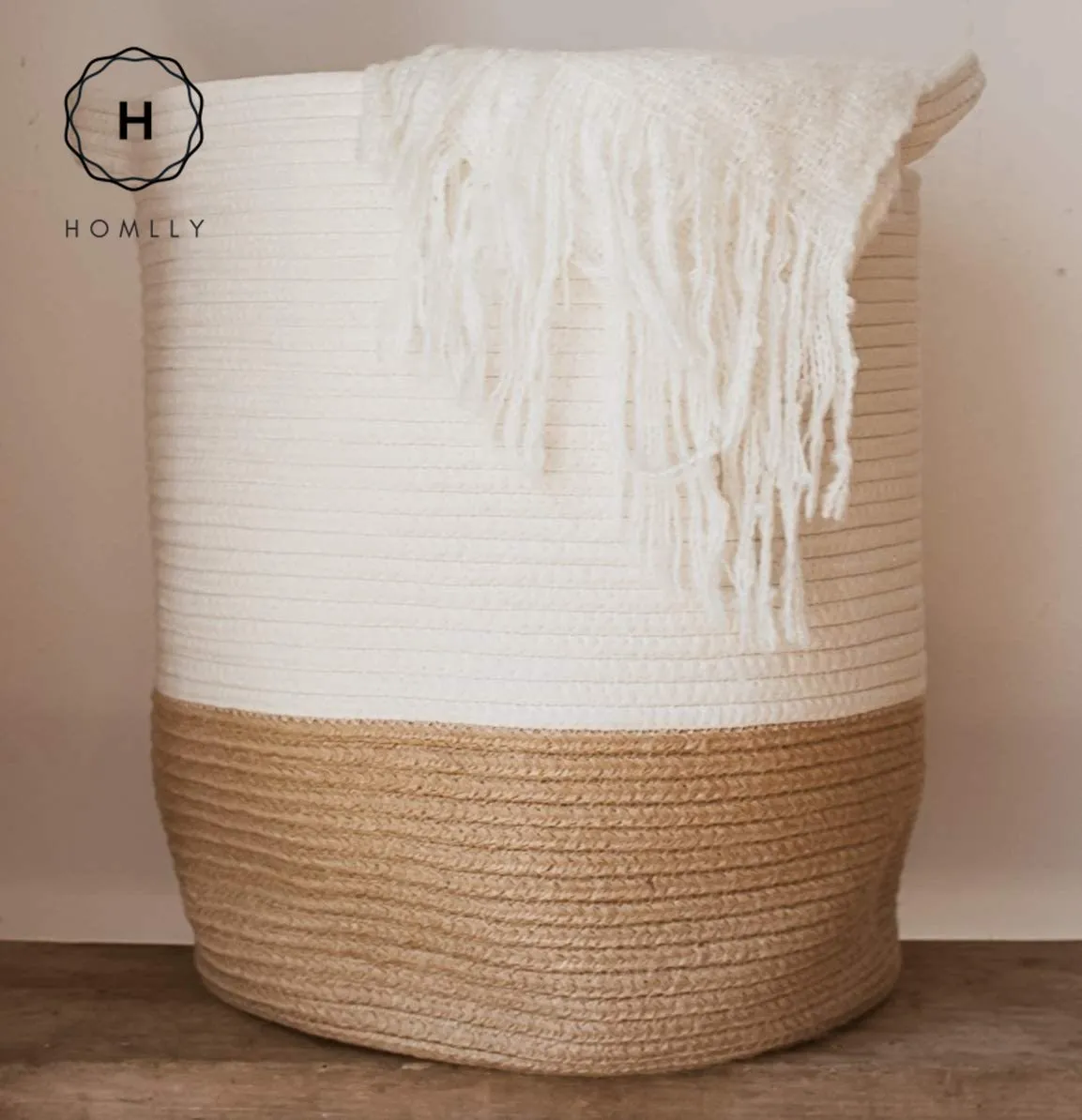 Homlly Cotton Woven Rope Basket for Nursery Toy Laundry Storage