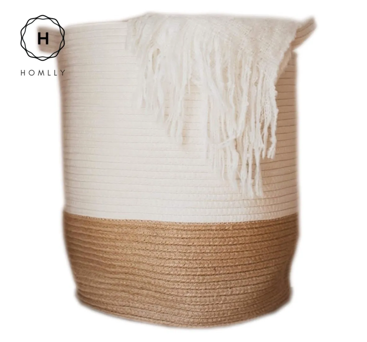 Homlly Cotton Woven Rope Basket for Nursery Toy Laundry Storage