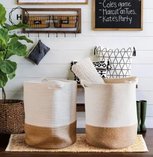 Homlly Cotton Woven Rope Basket for Nursery Toy Laundry Storage