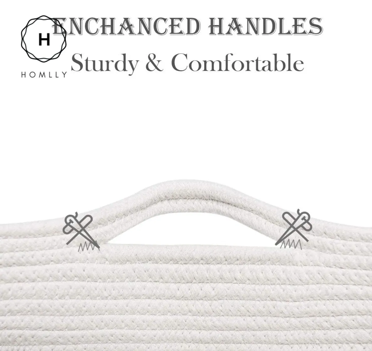 Homlly Cotton Woven Rope Basket for Nursery Toy Laundry Storage