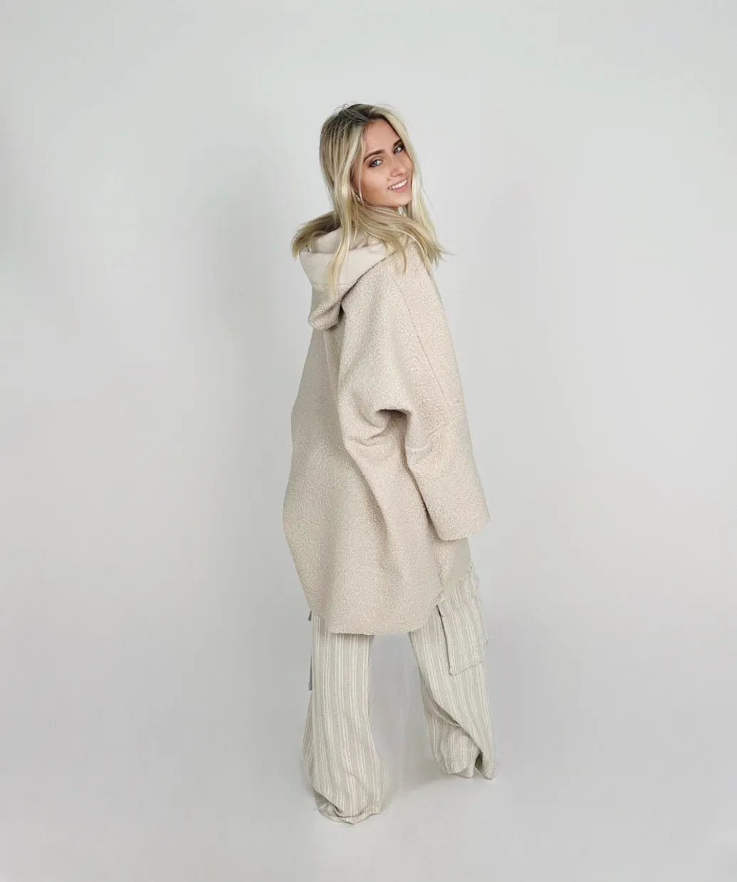 Kaki Soft Hooded Coat