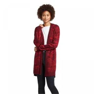 Knox Rose Women's Jacquard Long Sleeve Open Cardigan Sweater