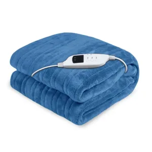 LAURA HILL HEATED ELECTRIC BLANKET CORAL WARM FLEECE WINTER BLUE