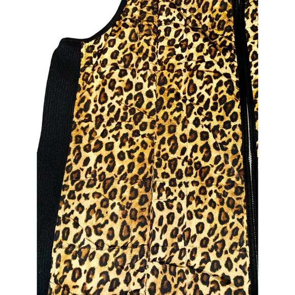 Lauren Ralph Lauren Womens 2X Puffer Vest Full Zip Up Cheetah Purple Quilted