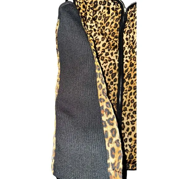 Lauren Ralph Lauren Womens 2X Puffer Vest Full Zip Up Cheetah Purple Quilted
