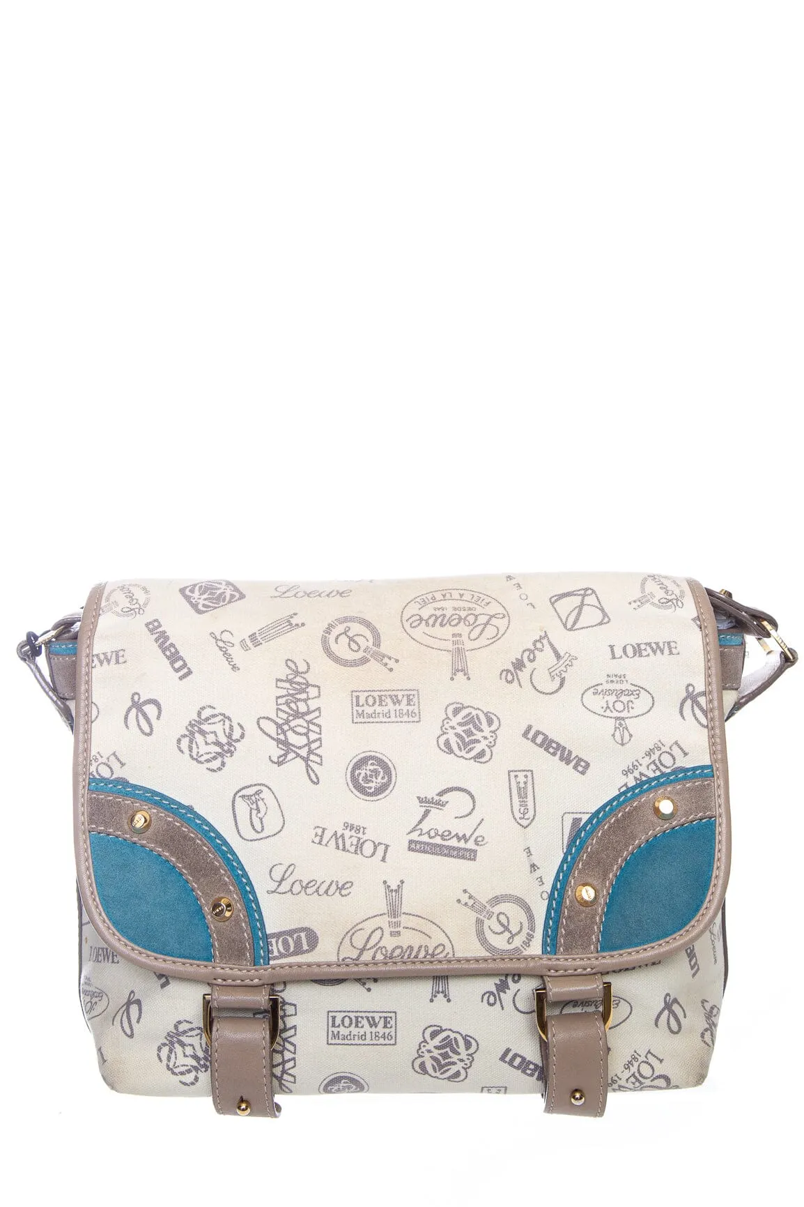 Loewe Tan and Teal Printed Canvas Cross-Body