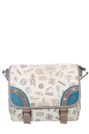Loewe Tan and Teal Printed Canvas Cross-Body