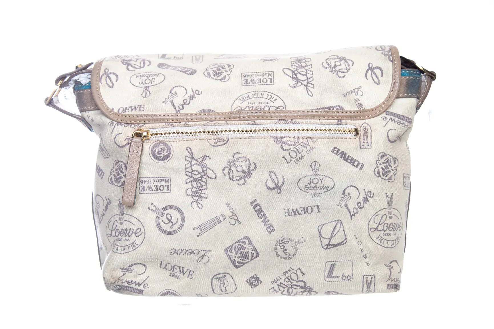 Loewe Tan and Teal Printed Canvas Cross-Body