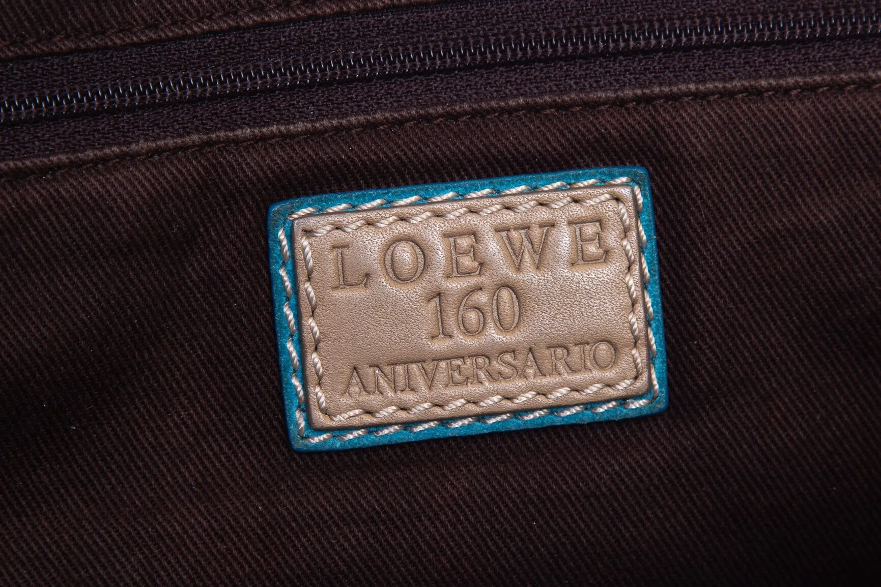 Loewe Tan and Teal Printed Canvas Cross-Body