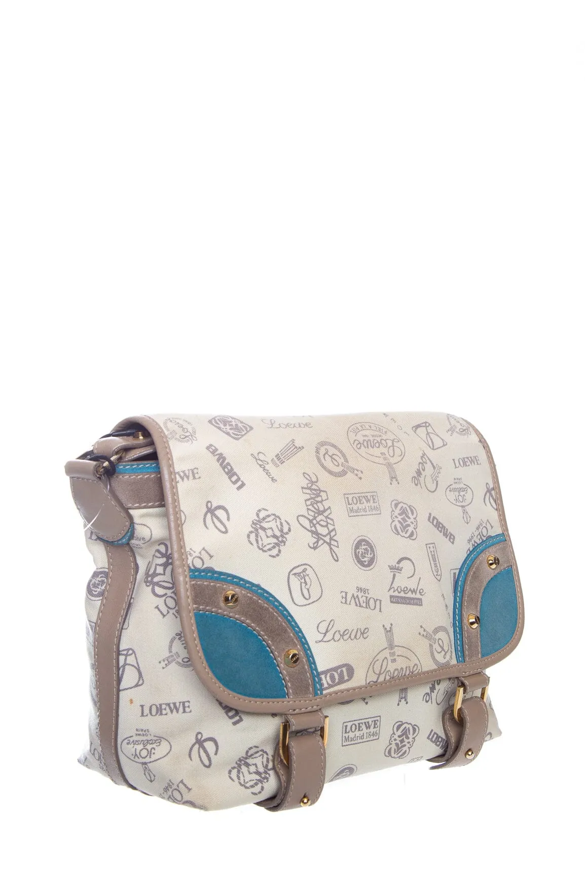 Loewe Tan and Teal Printed Canvas Cross-Body