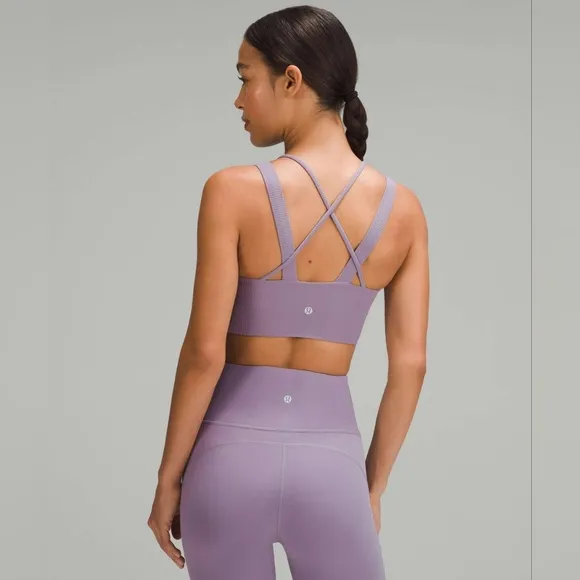 Lululemon Like a Cloud Ribbed Longline Bra D/DD (Purple Ash) Size 4